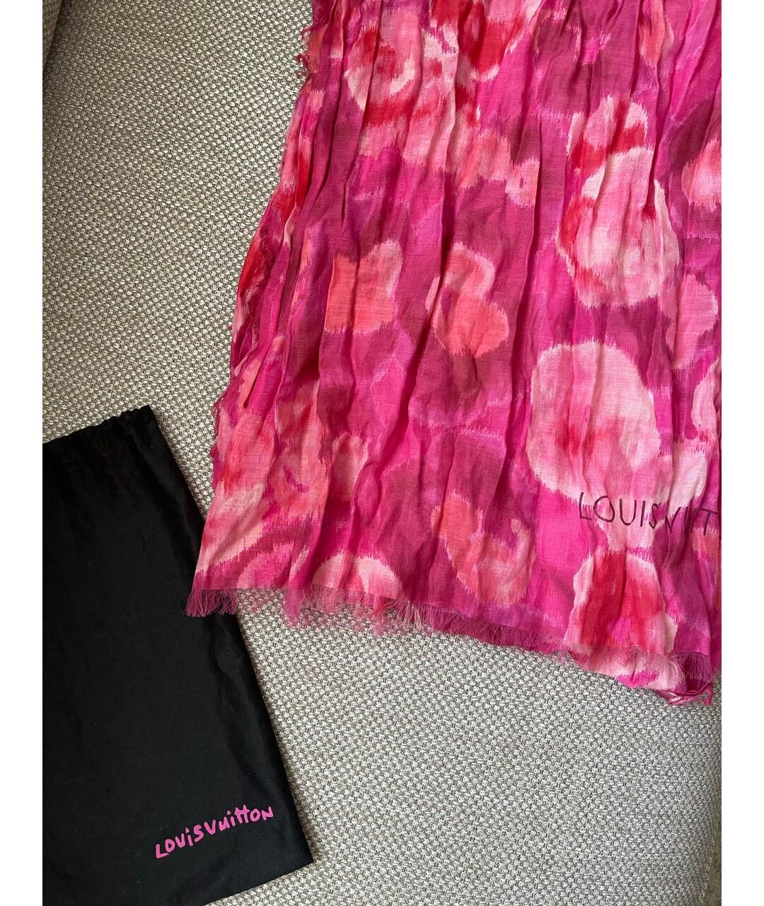 LOUIS VUITTON PRE-OWNED Розовый хлопковый шарф, фото 2