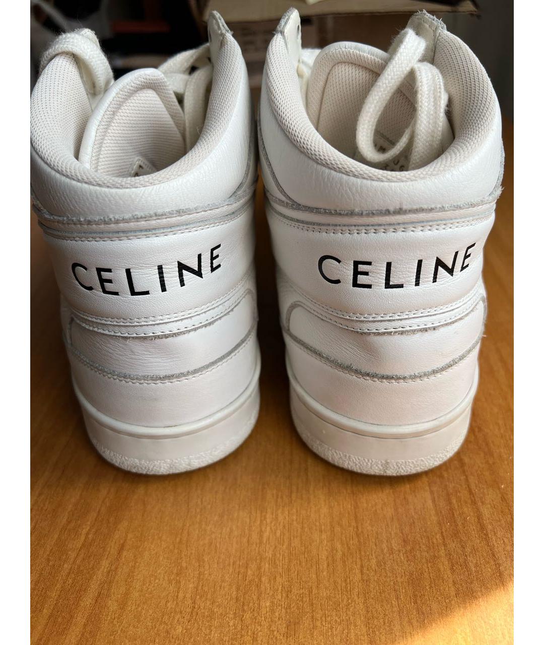 CELINE Белые кожаные кроссовки, фото 4