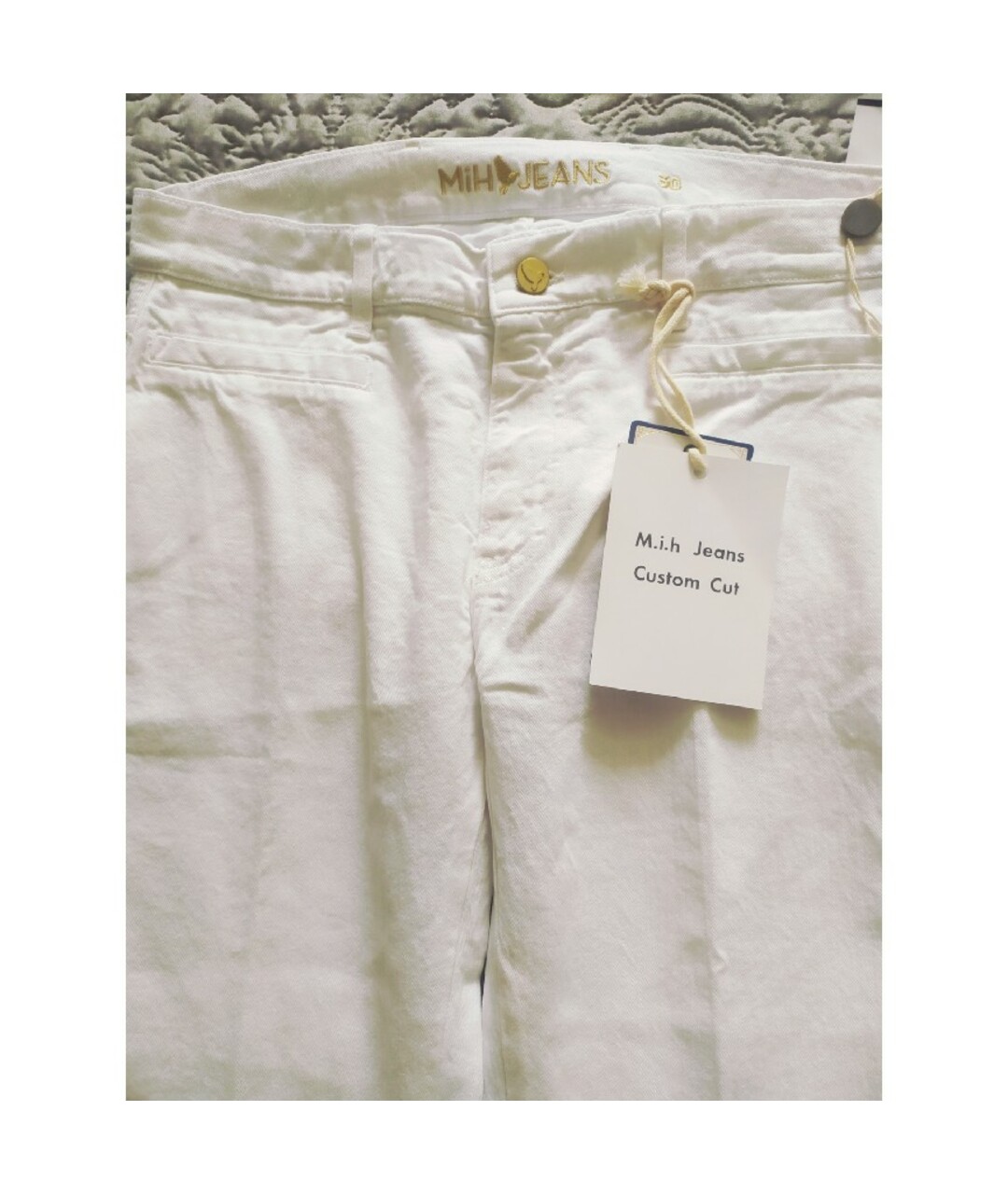 MIH JEANS Белые хлопко-эластановые джинсы слим, фото 3