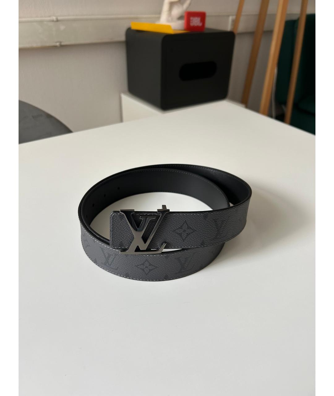LOUIS VUITTON Черный кожаный ремень, фото 8