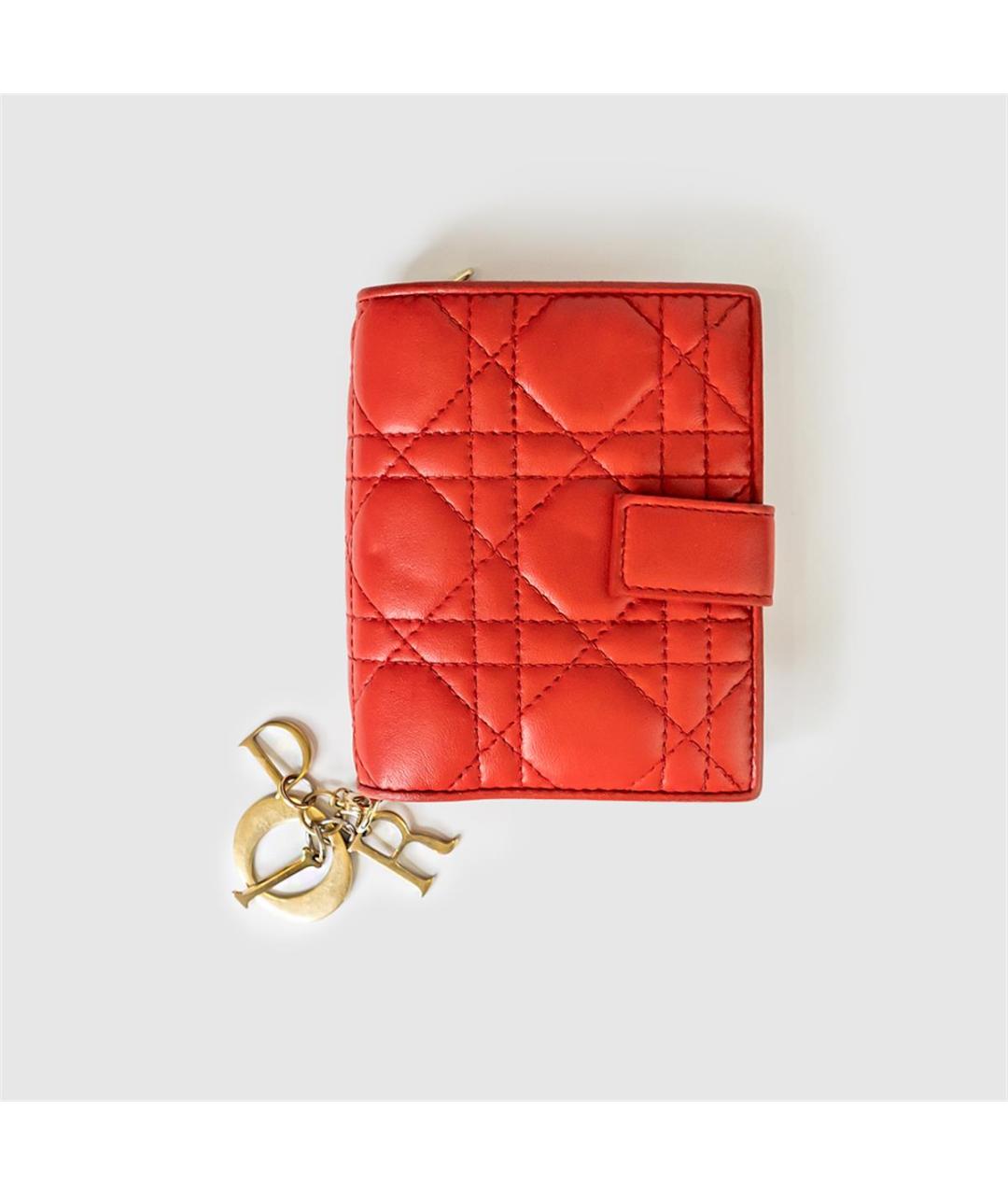 CHRISTIAN DIOR Красный кожаный кошелек, фото 5