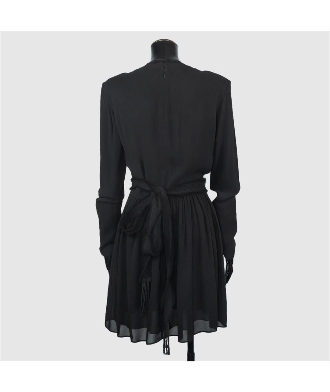 SAINT LAURENT Черное шелковое повседневное платье, фото 3