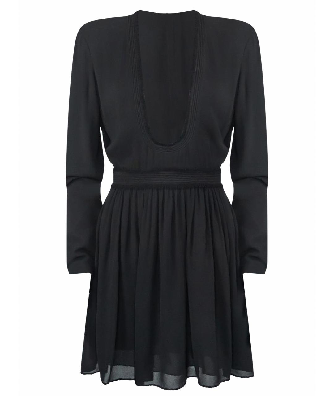 SAINT LAURENT Черное шелковое повседневное платье, фото 1