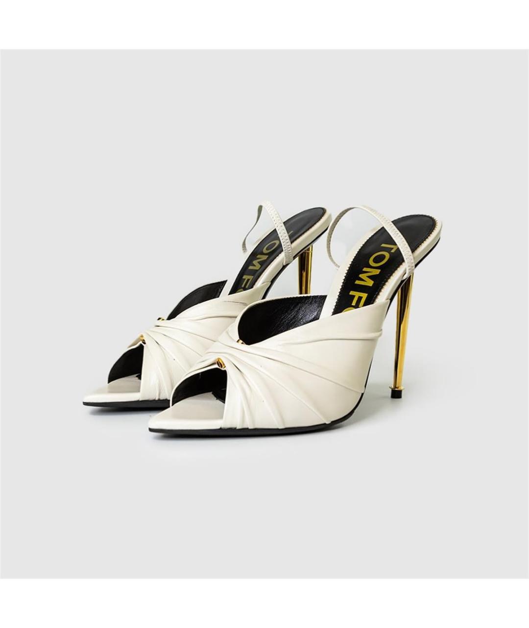 TOM FORD Белые кожаные босоножки, фото 2