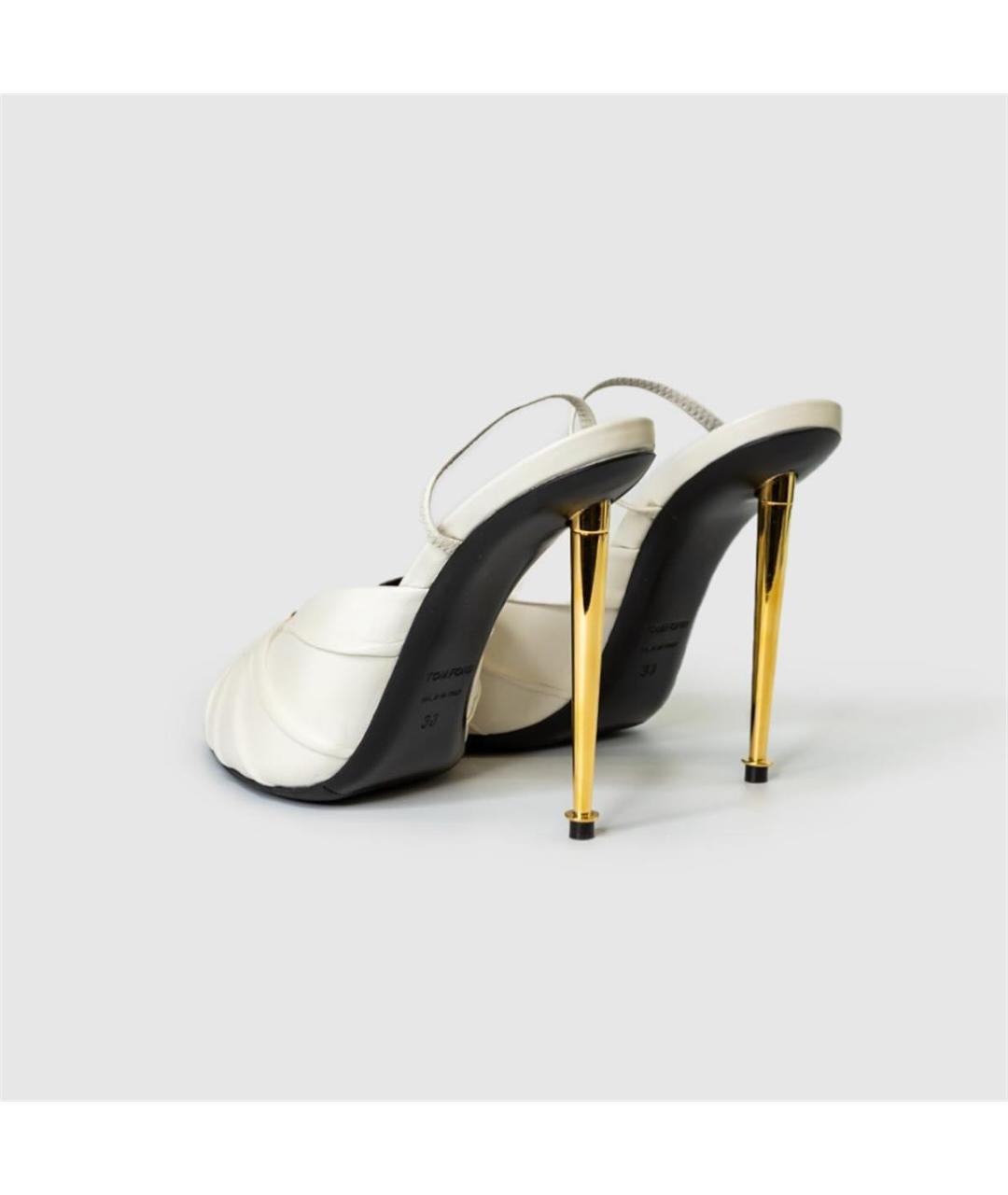 TOM FORD Белые кожаные босоножки, фото 4
