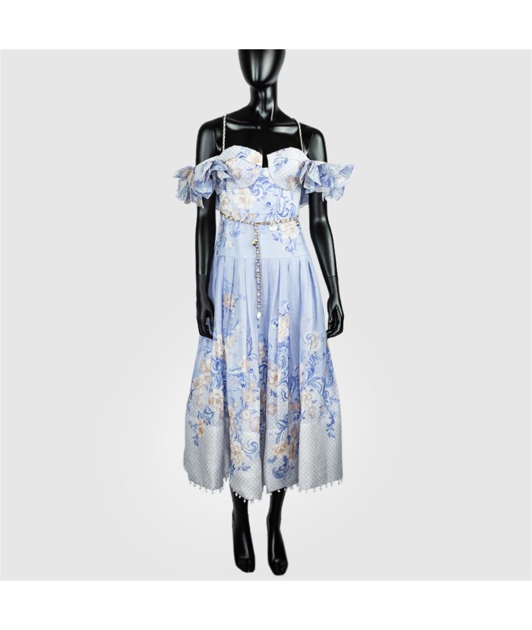 ZIMMERMANN Голубое хлопковое повседневное платье, фото 4