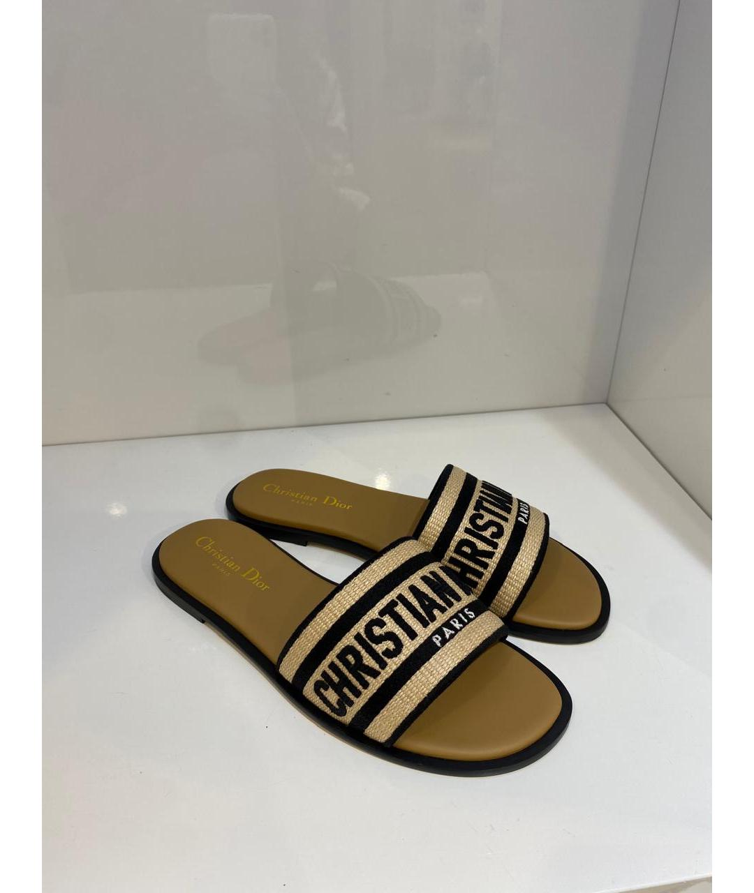 CHRISTIAN DIOR Бежевые шлепанцы, фото 4