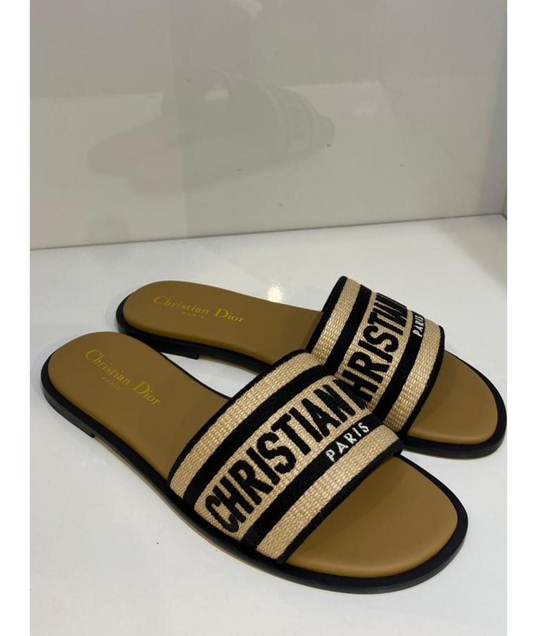 CHRISTIAN DIOR Бежевые шлепанцы, фото 3