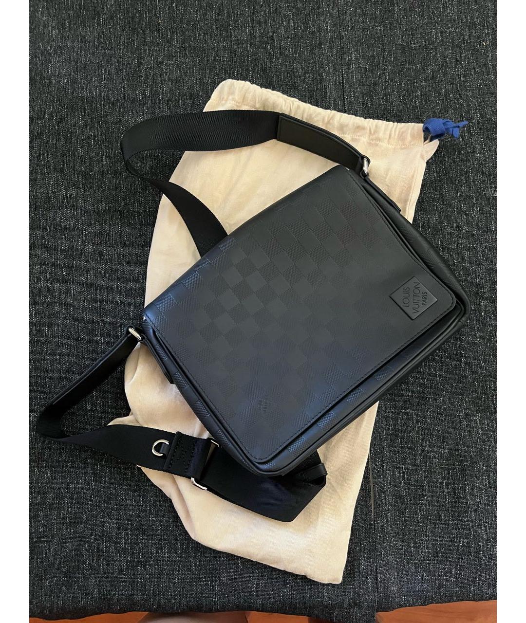 LOUIS VUITTON Черная кожаная сумка на плечо, фото 5