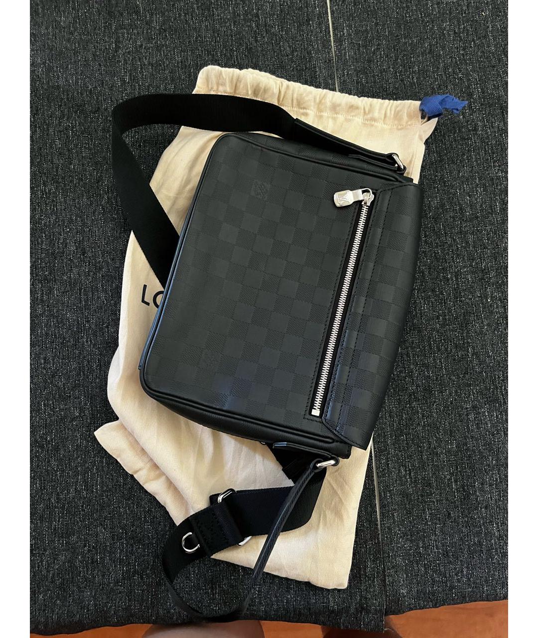 LOUIS VUITTON Черная кожаная сумка на плечо, фото 3