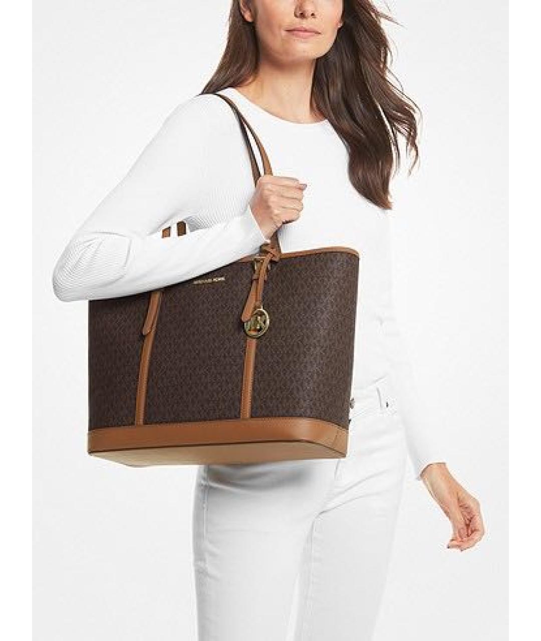 MICHAEL KORS Коричневая кожаная сумка тоут, фото 7