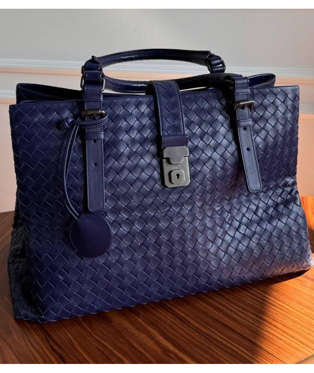 BOTTEGA VENETA Синяя кожаная сумка тоут, фото 2