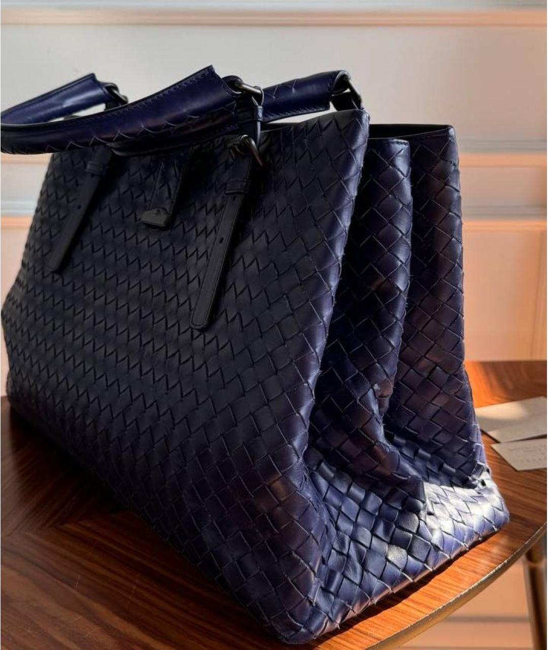 BOTTEGA VENETA Синяя кожаная сумка тоут, фото 3