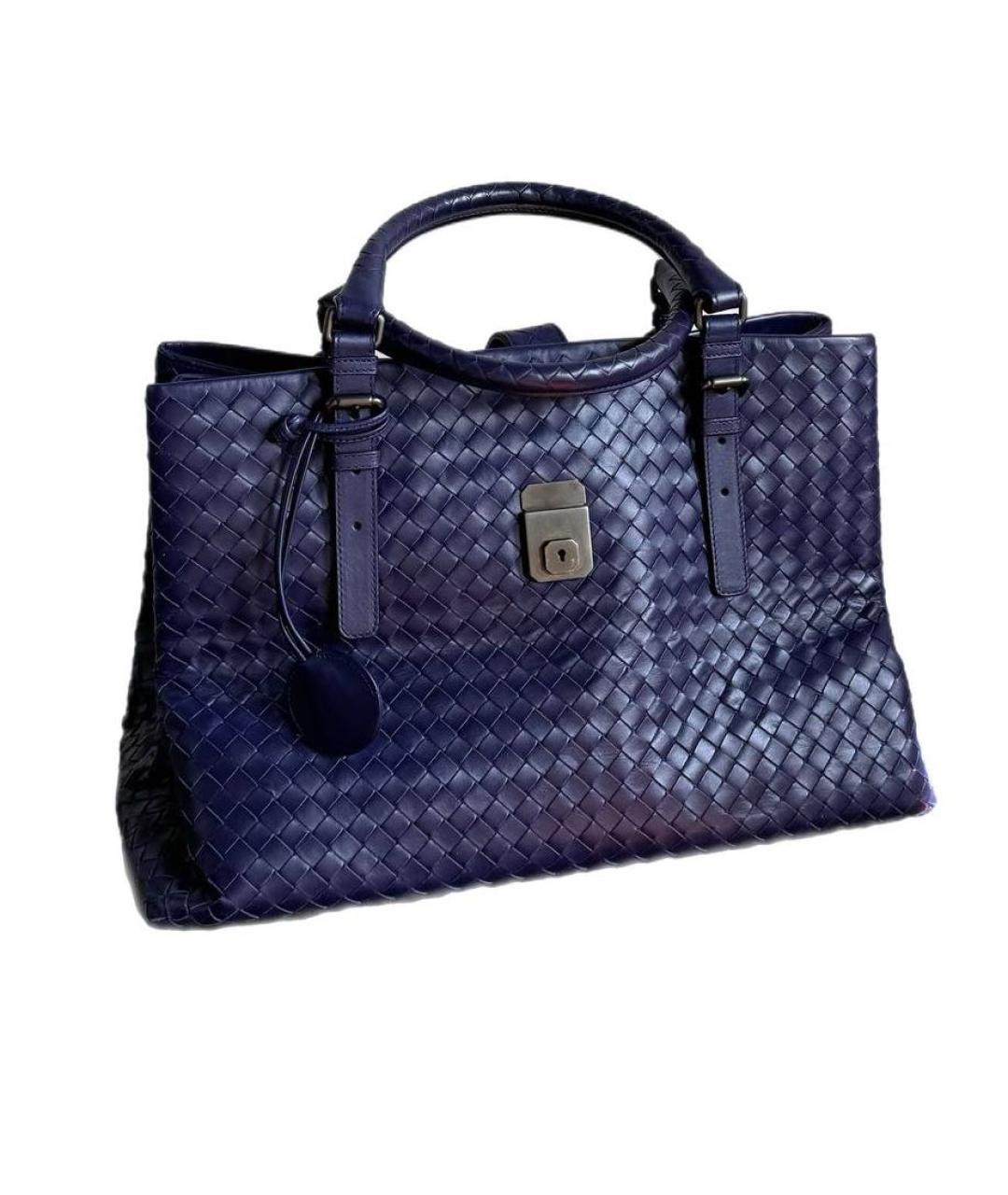 BOTTEGA VENETA Синяя кожаная сумка тоут, фото 1