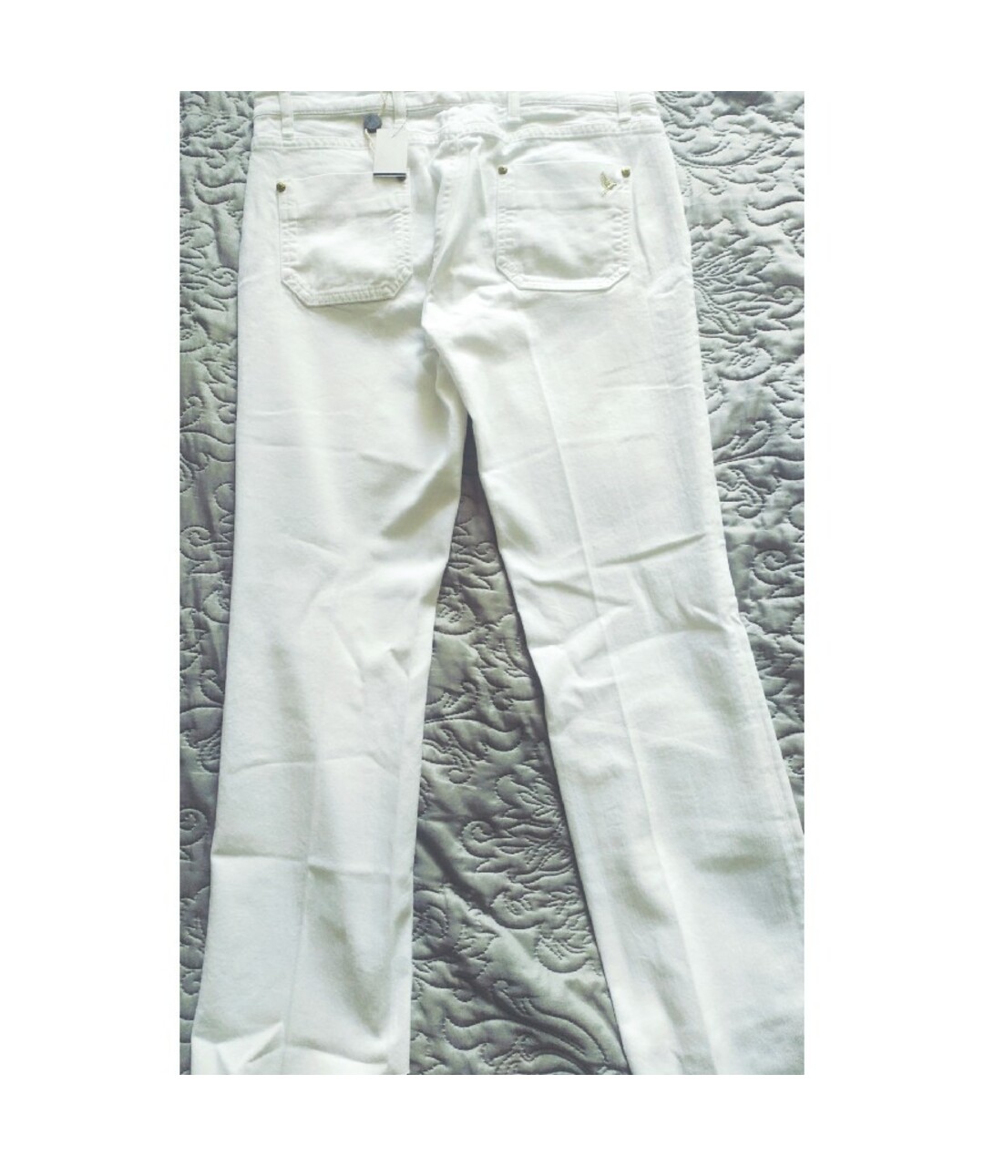 MIH JEANS Белые хлопко-эластановые прямые джинсы, фото 2
