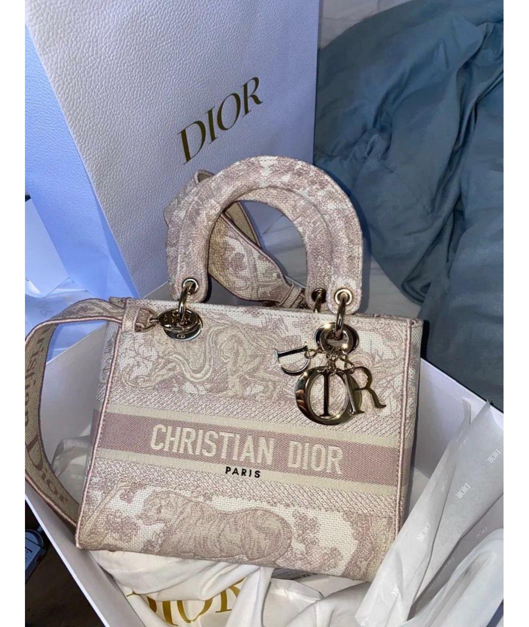 CHRISTIAN DIOR Розовая тканевая сумка с короткими ручками, фото 9