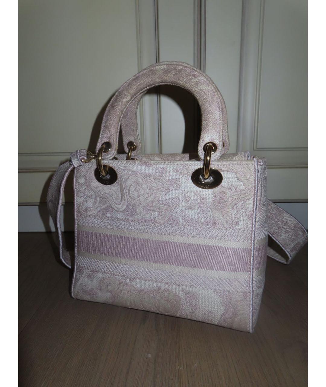 CHRISTIAN DIOR Розовая тканевая сумка с короткими ручками, фото 3