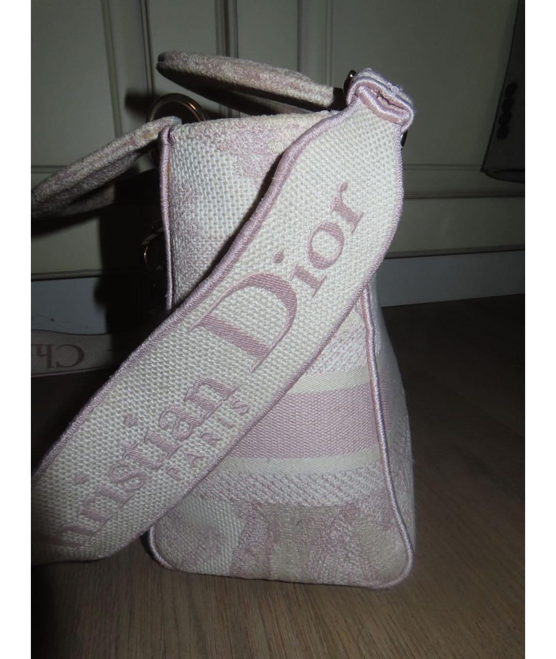 CHRISTIAN DIOR Розовая тканевая сумка с короткими ручками, фото 7