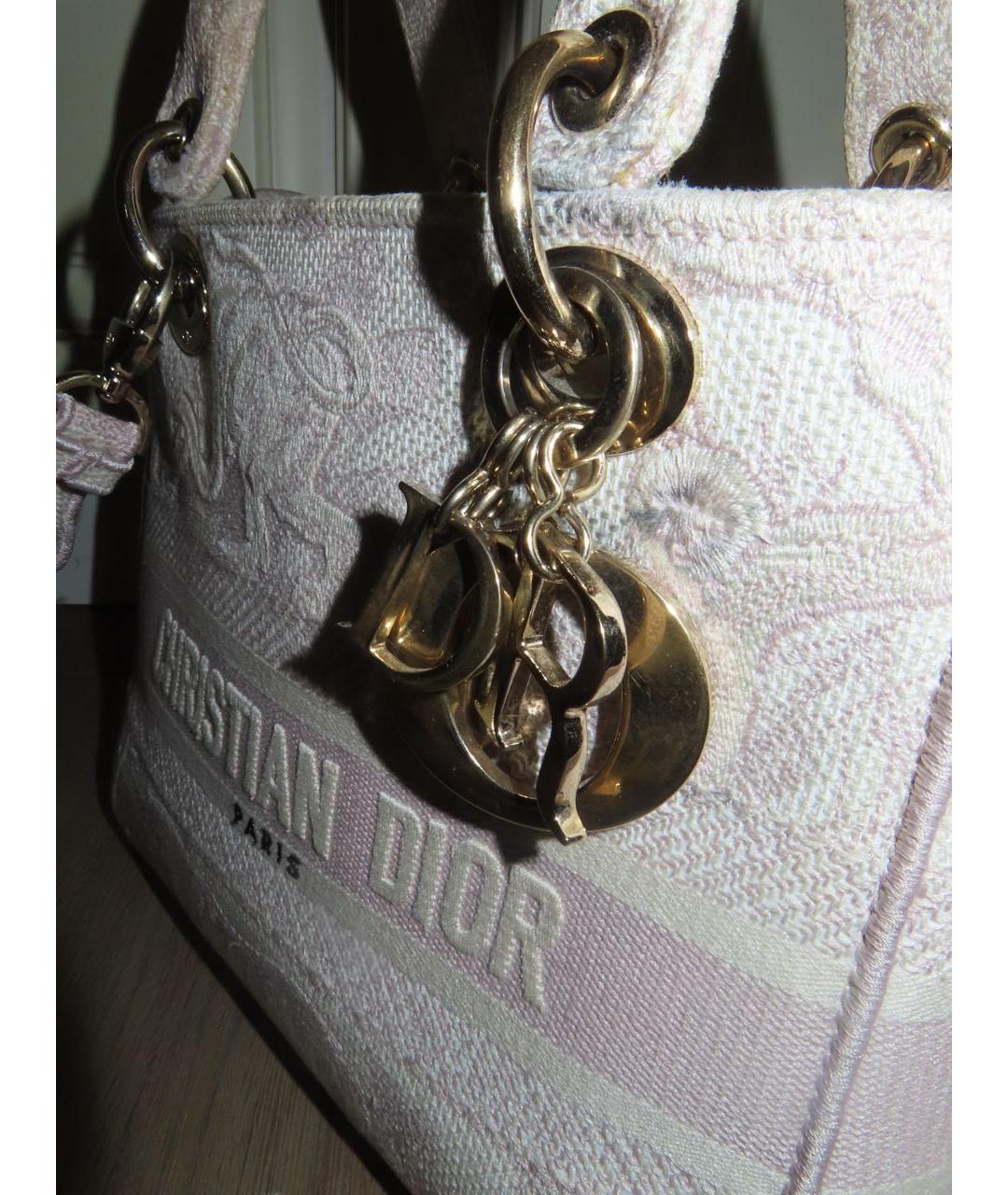 CHRISTIAN DIOR Розовая тканевая сумка с короткими ручками, фото 5