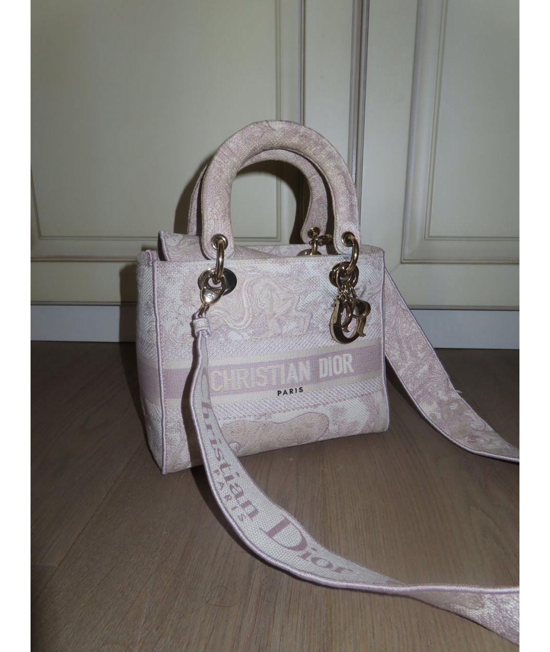 CHRISTIAN DIOR Розовая тканевая сумка с короткими ручками, фото 2