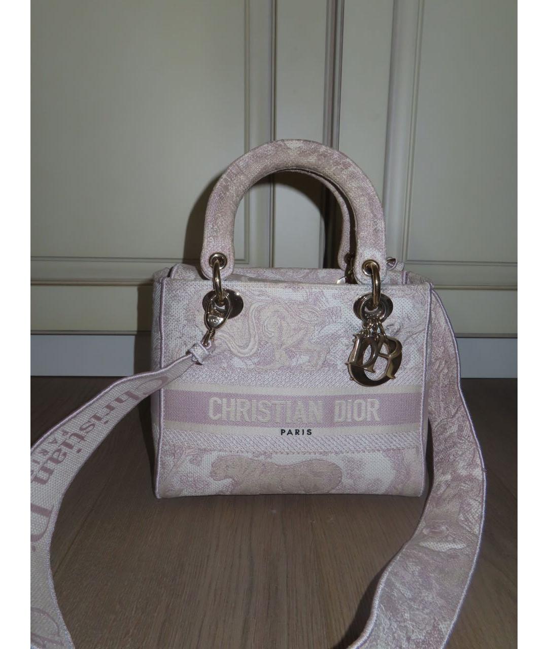 CHRISTIAN DIOR Розовая тканевая сумка с короткими ручками, фото 4