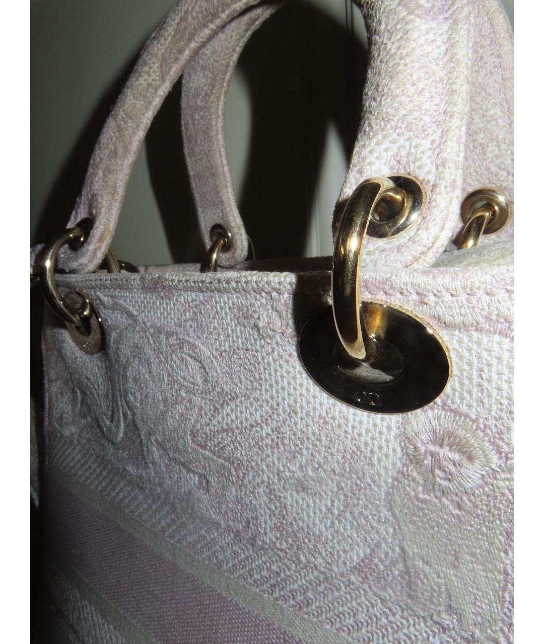 CHRISTIAN DIOR Розовая тканевая сумка с короткими ручками, фото 6