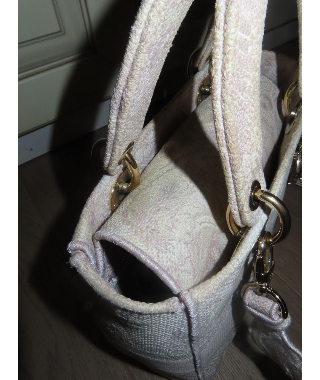 CHRISTIAN DIOR Розовая тканевая сумка с короткими ручками, фото 8