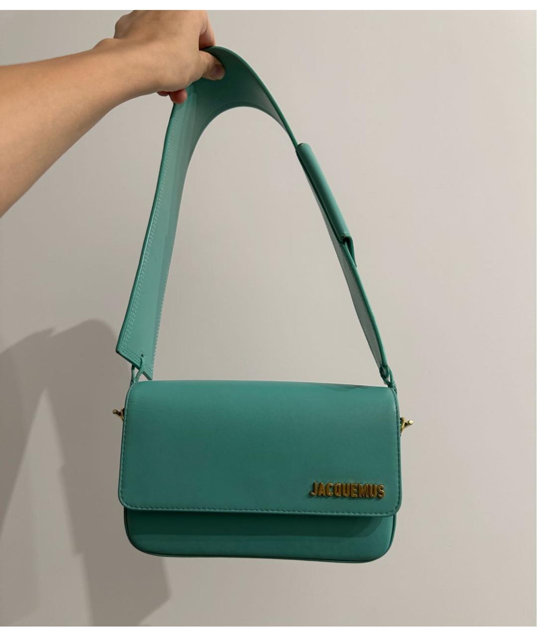 JACQUEMUS Бирюзовая сумка с короткими ручками из искусственной кожи, фото 9