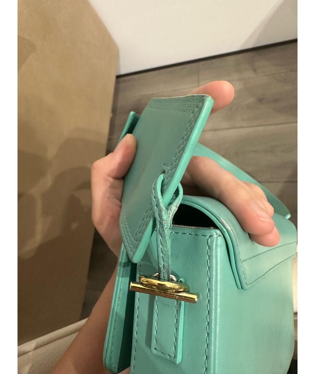 JACQUEMUS Бирюзовая сумка с короткими ручками из искусственной кожи, фото 7