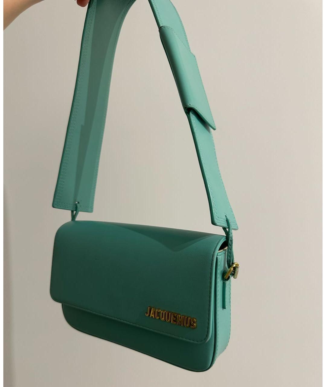 JACQUEMUS Бирюзовая сумка с короткими ручками из искусственной кожи, фото 2