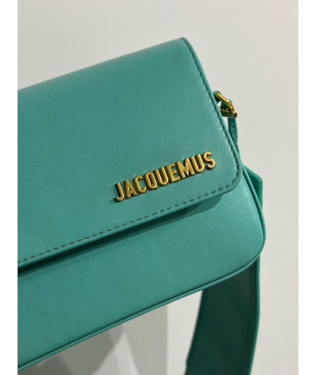 JACQUEMUS Бирюзовая сумка с короткими ручками из искусственной кожи, фото 5