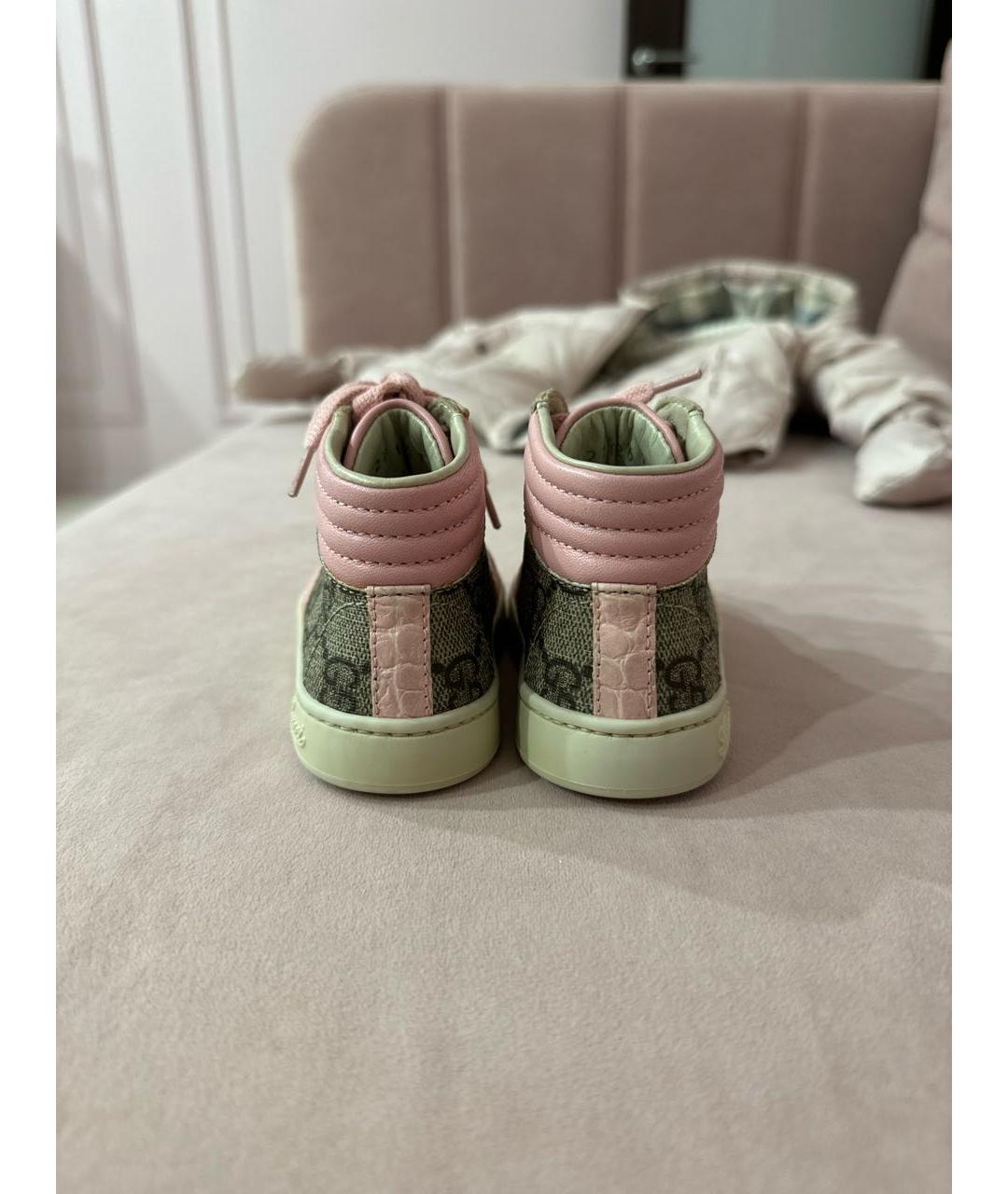 GUCCI KIDS Розовые кожаные кеды, фото 4