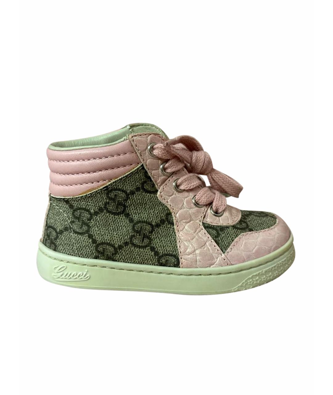 GUCCI KIDS Розовые кожаные кеды, фото 1