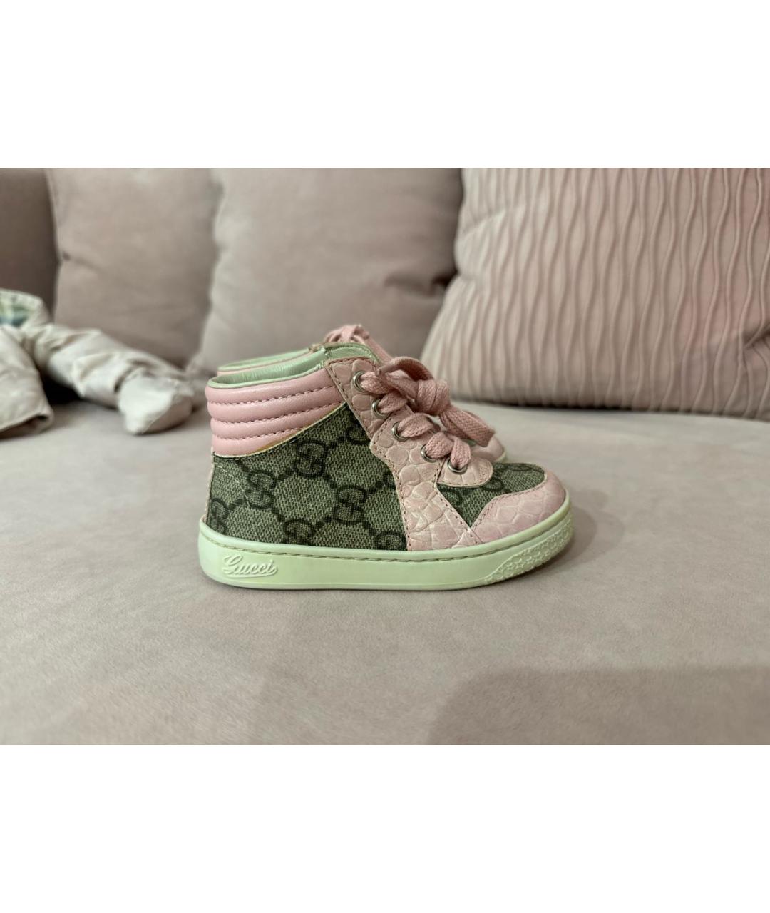 GUCCI KIDS Розовые кожаные кеды, фото 8