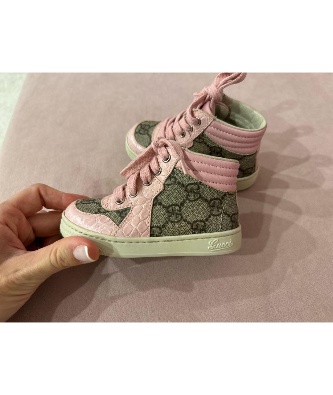 GUCCI KIDS Розовые кожаные кеды, фото 6