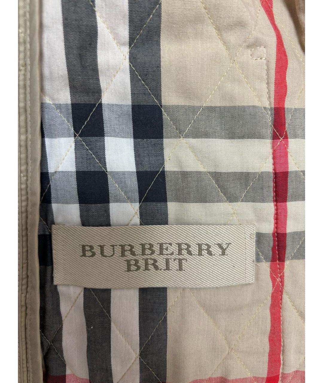 BURBERRY Бежевая полиэстеровая куртка, фото 3