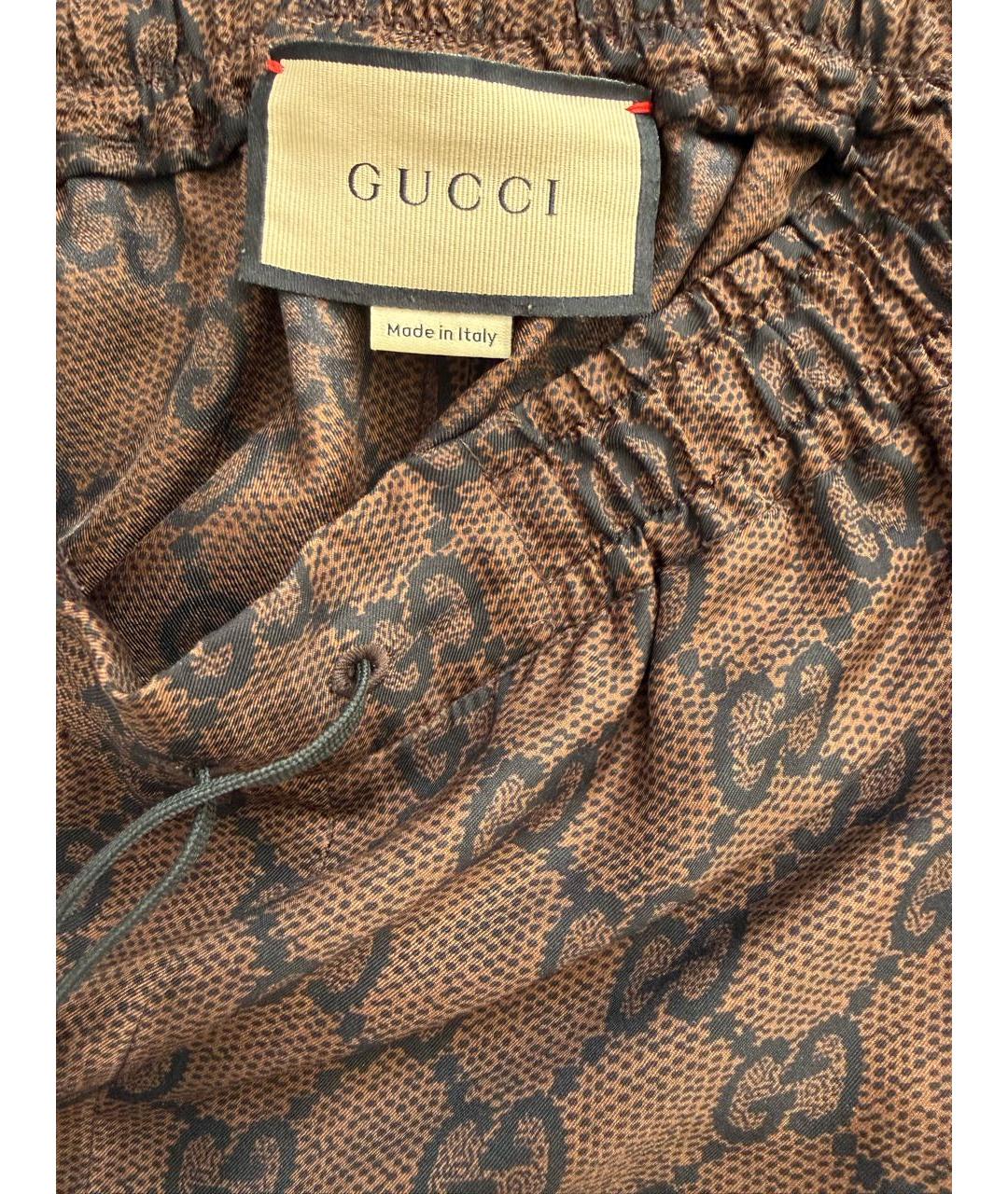 GUCCI Коричневые шелковые прямые брюки, фото 7