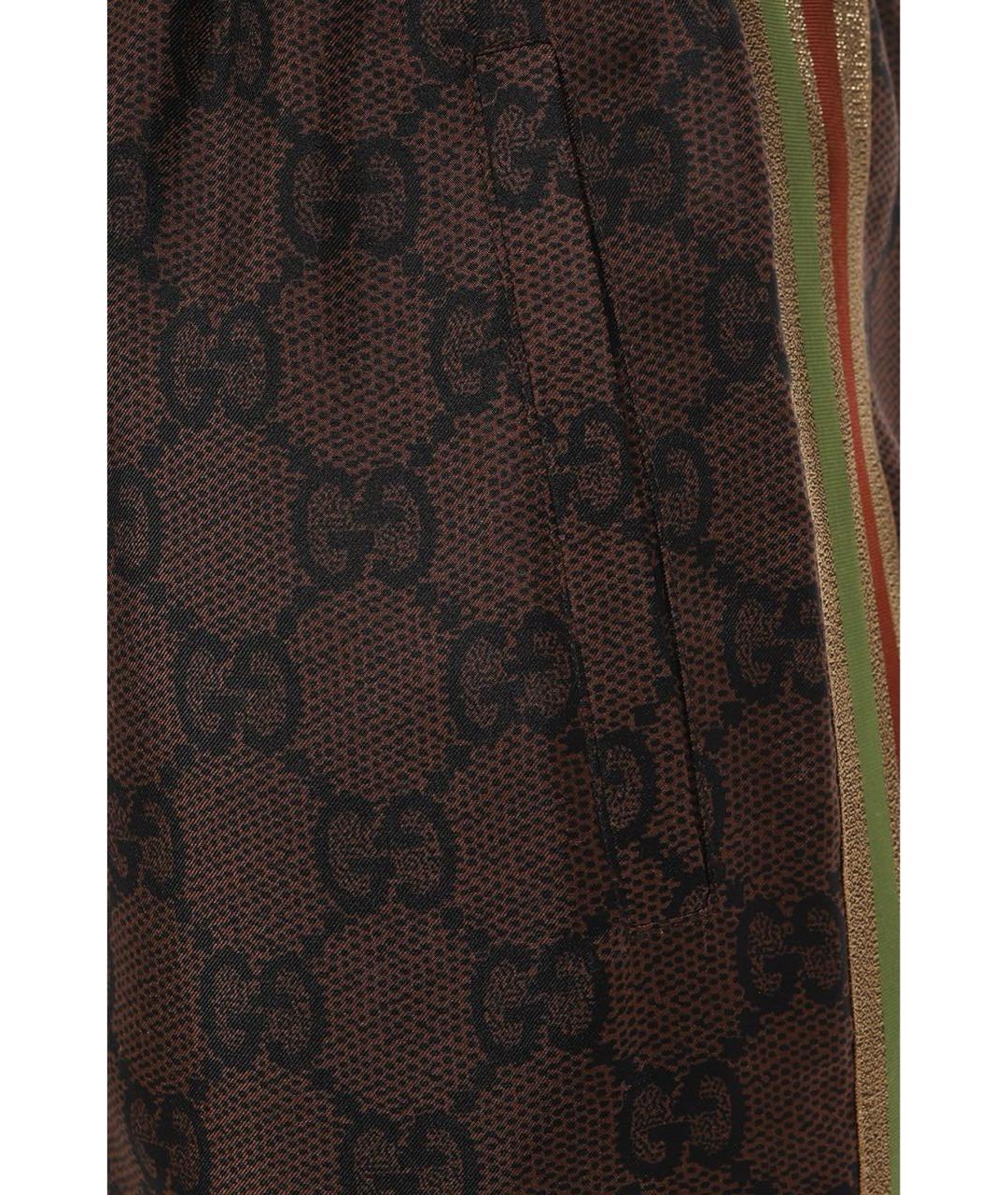 GUCCI Коричневые шелковые прямые брюки, фото 4