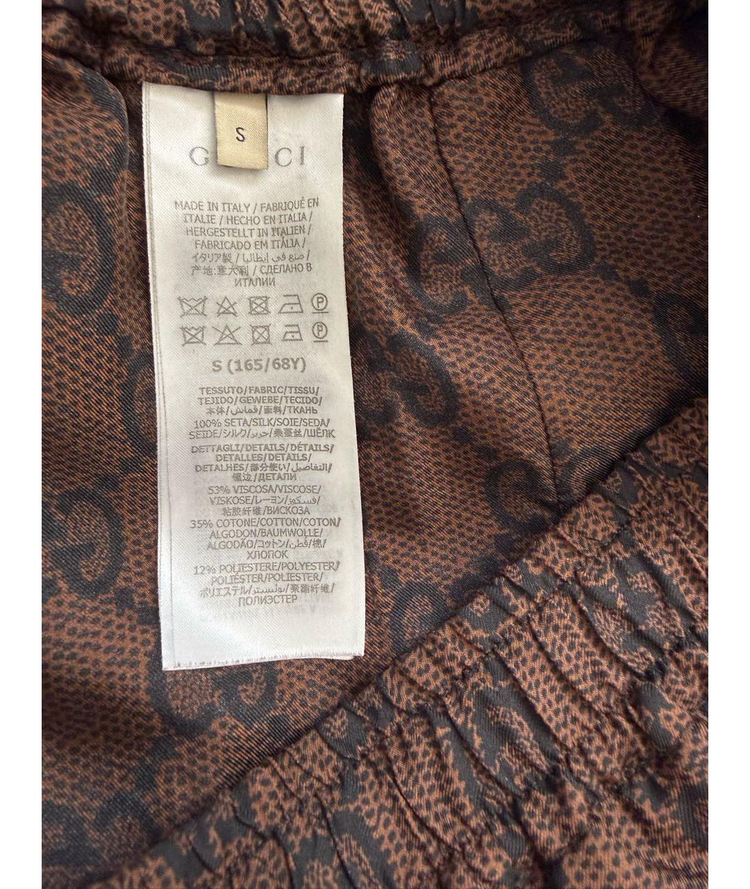 GUCCI Коричневые шелковые прямые брюки, фото 8
