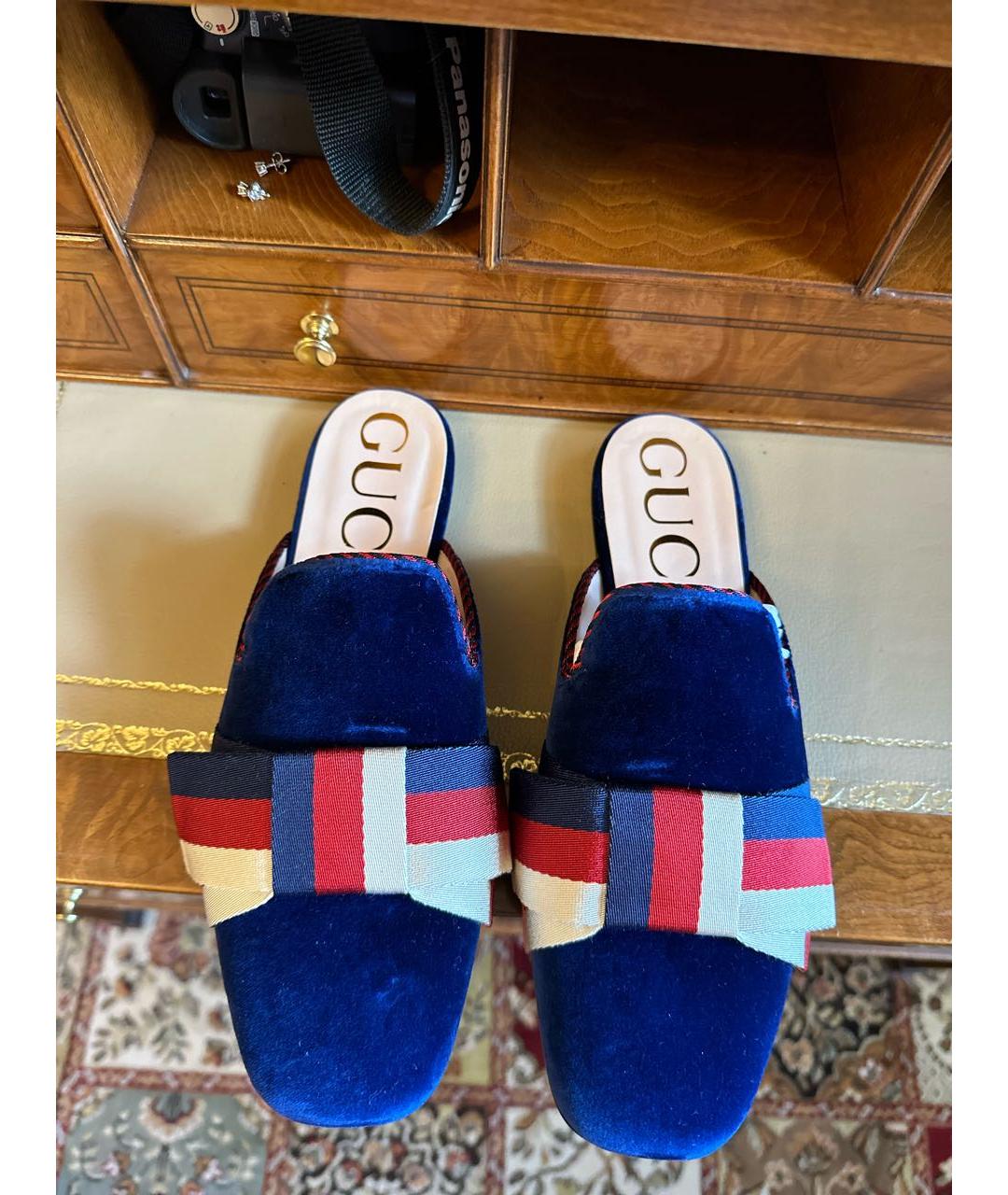 GUCCI Темно-синие мюли, фото 2