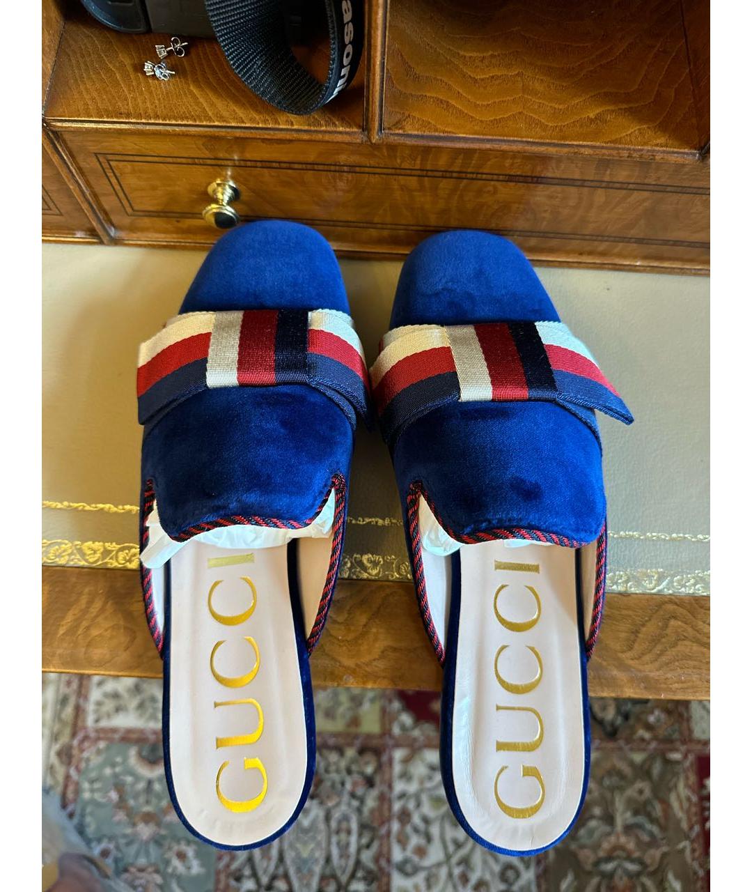 GUCCI Темно-синие мюли, фото 3