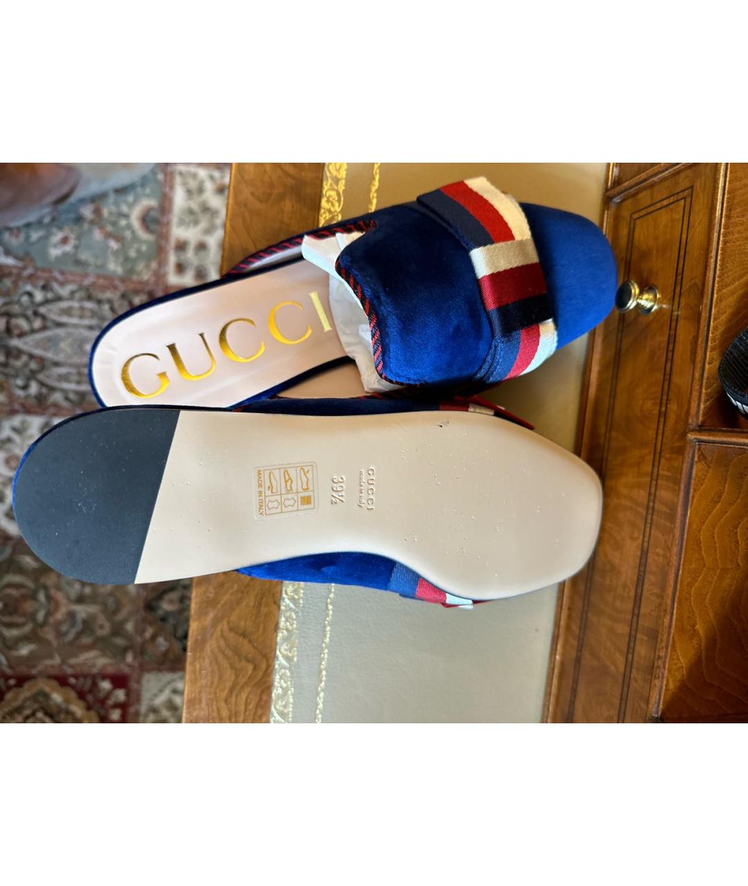 GUCCI Темно-синие мюли, фото 5
