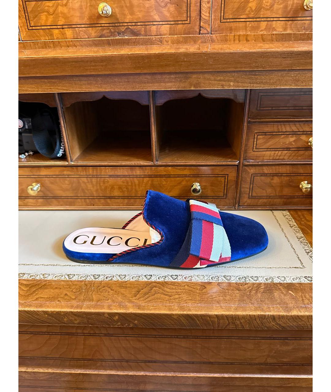 GUCCI Темно-синие мюли, фото 9