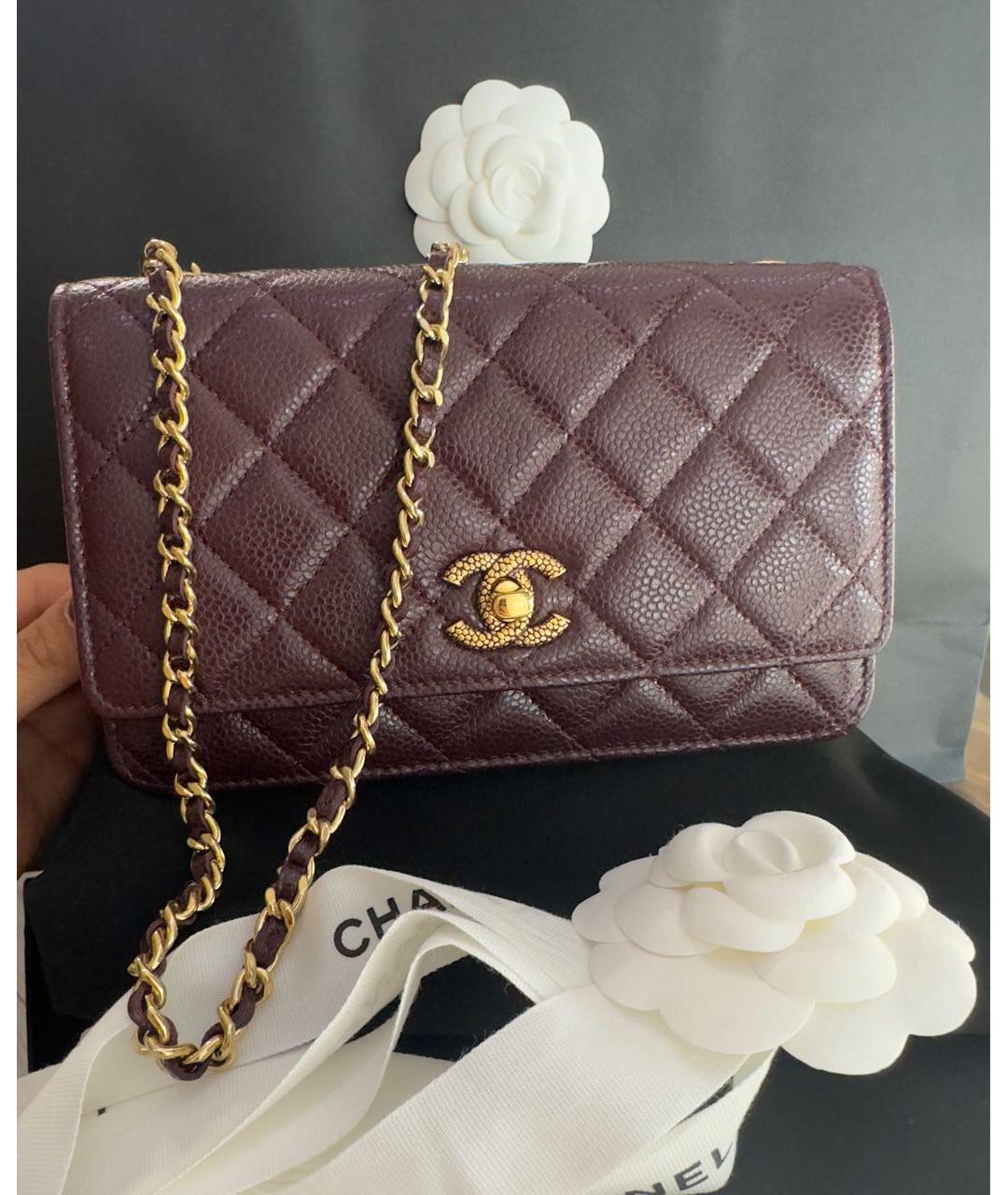 CHANEL Бордовая кожаная сумка через плечо, фото 7