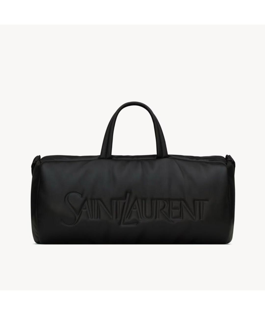 SAINT LAURENT Черная кожаная дорожная/спортивная сумка, фото 3