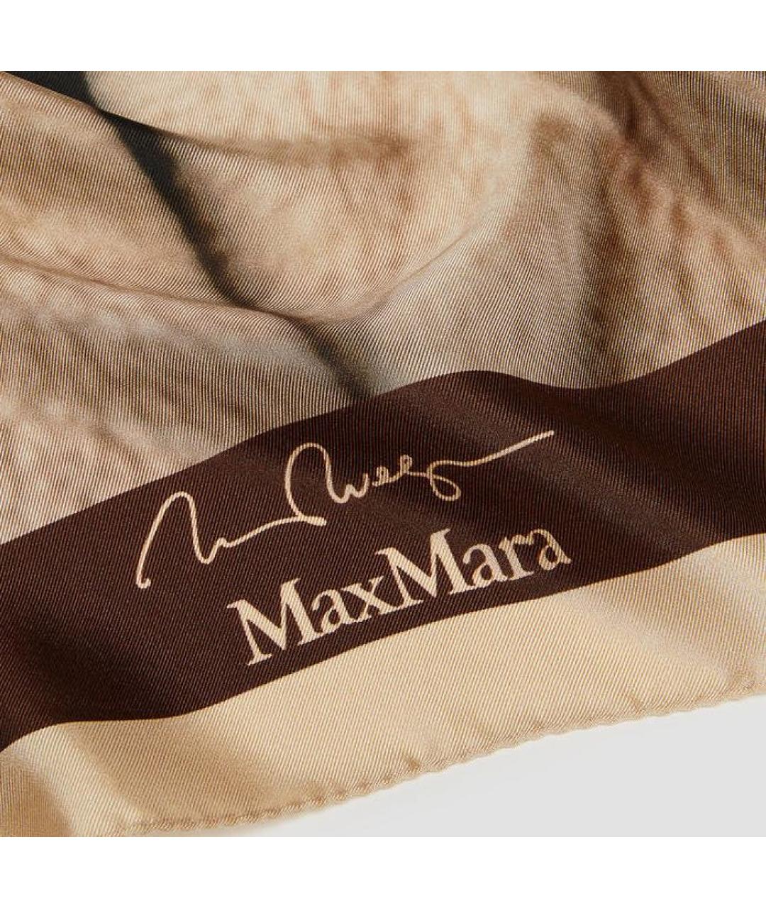 MAX MARA Коричневый шелковый платок, фото 4