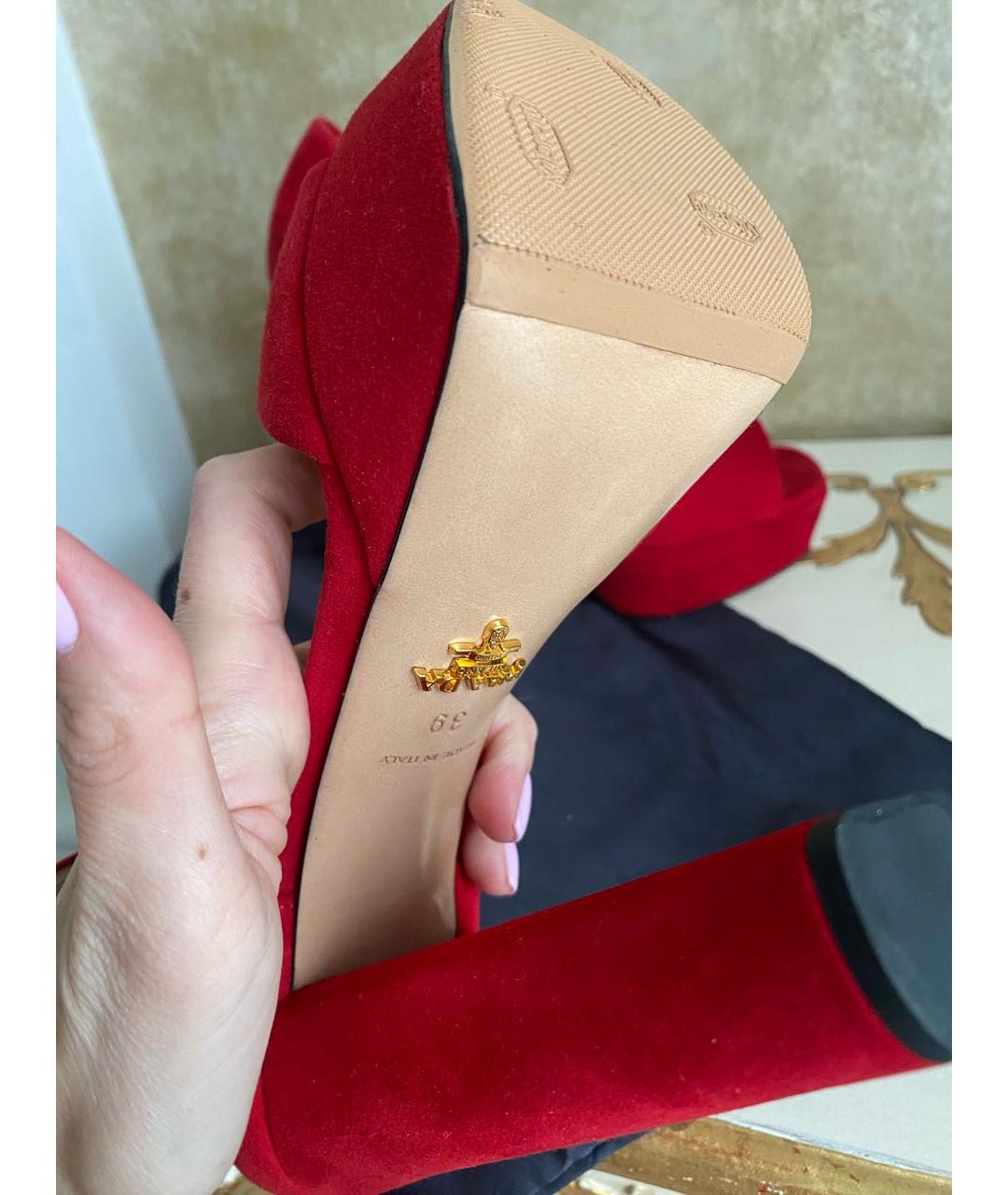 PRADA Красные замшевые босоножки, фото 6