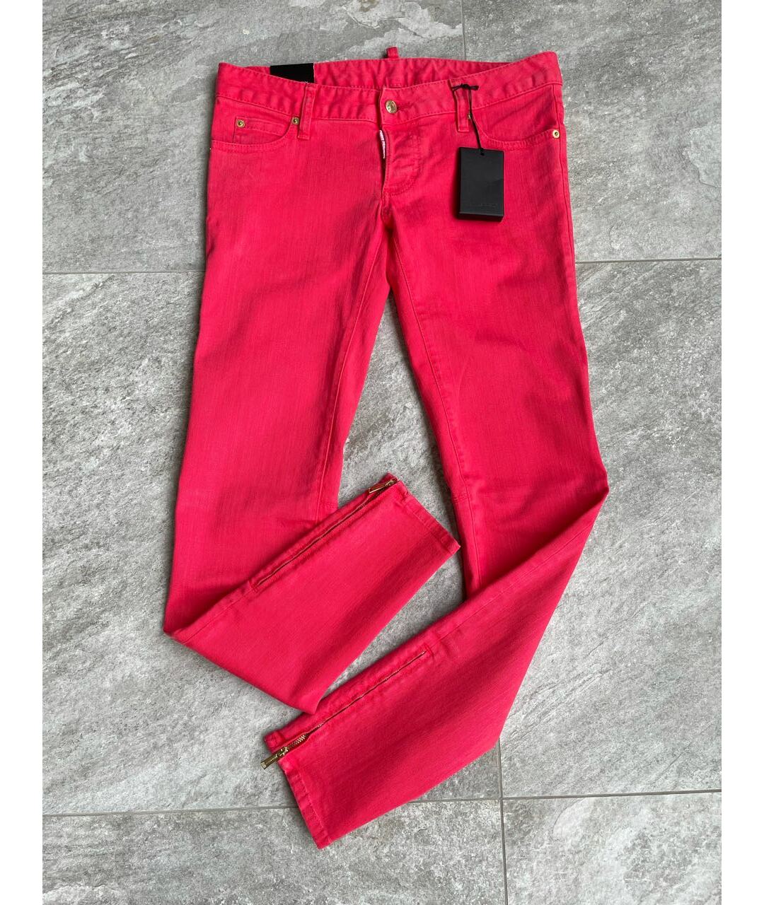 DSQUARED2 Розовые хлопко-эластановые джинсы слим, фото 3