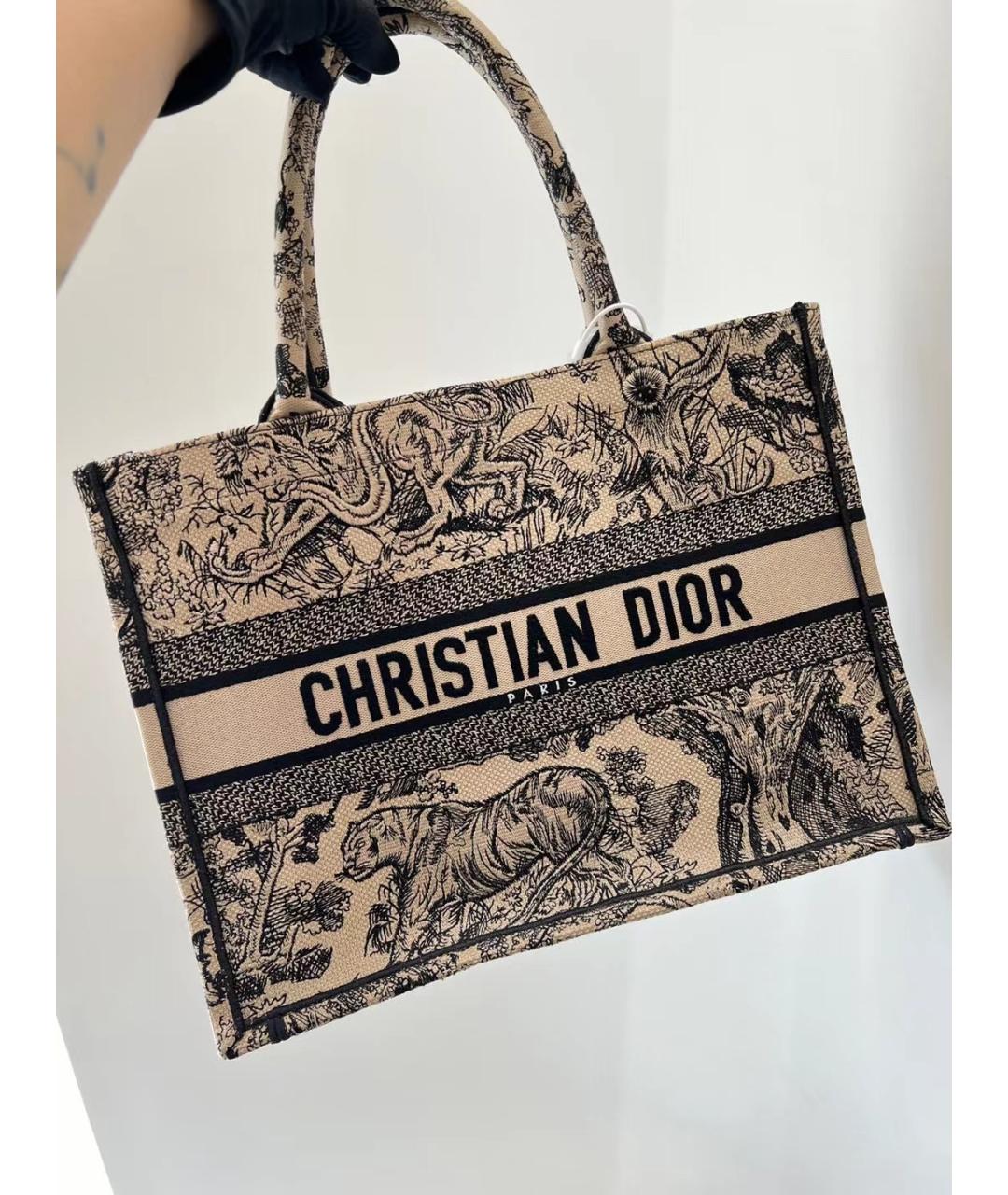 CHRISTIAN DIOR Коричневая хлопковая сумка тоут, фото 2