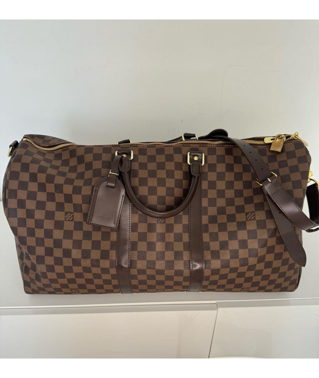 LOUIS VUITTON Коричневая кожаная дорожная/спортивная сумка, фото 6